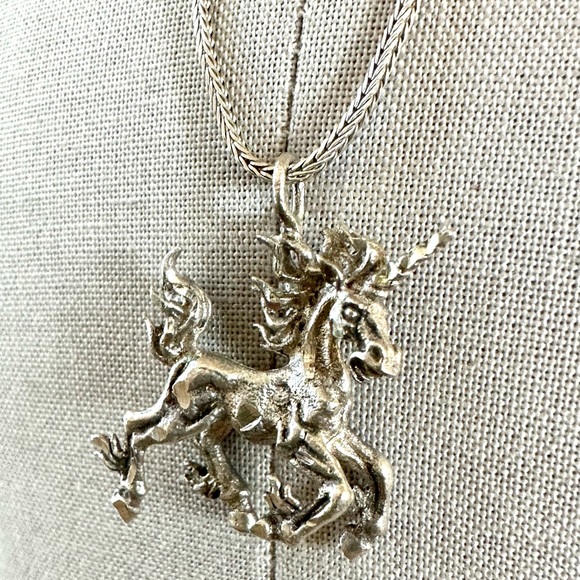 Sterling Silver Unicorn Pendant Necklace - Picture 6 of 16